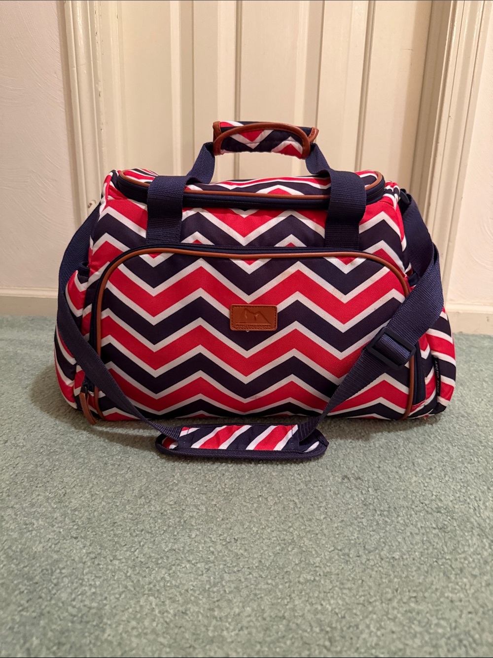 Chevron Red & Navy Cooler Bag